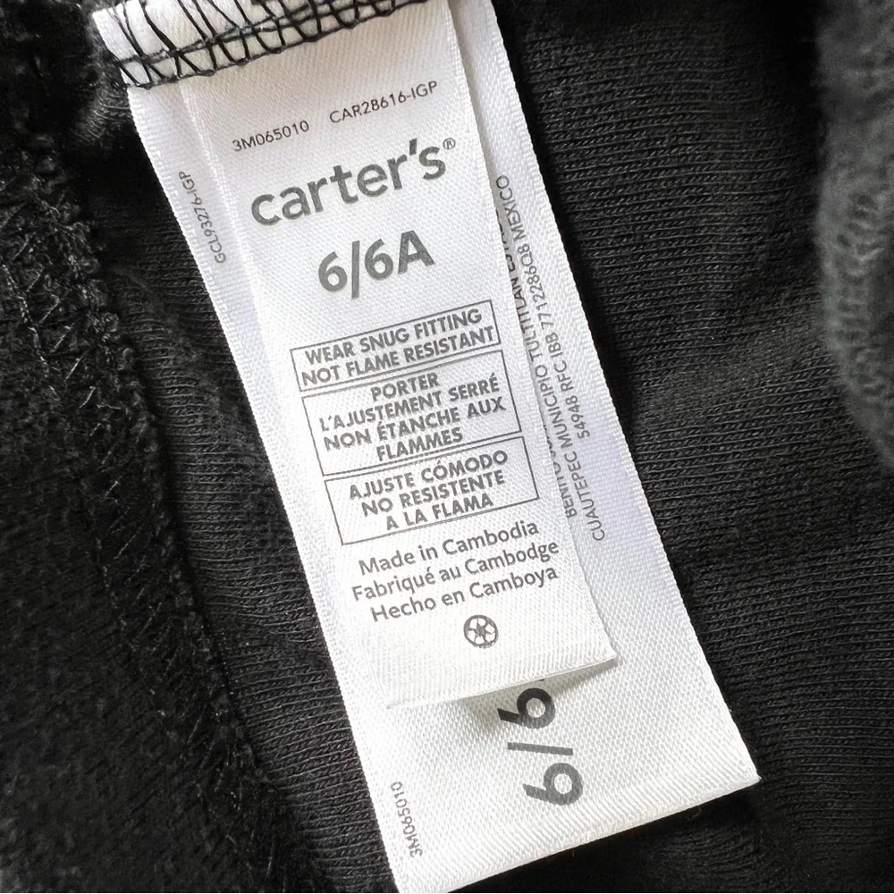 CARTER’S “Need S’More Sleep” Black Silver Cotton Polka Dot Pajama Set Sz 6/6A
